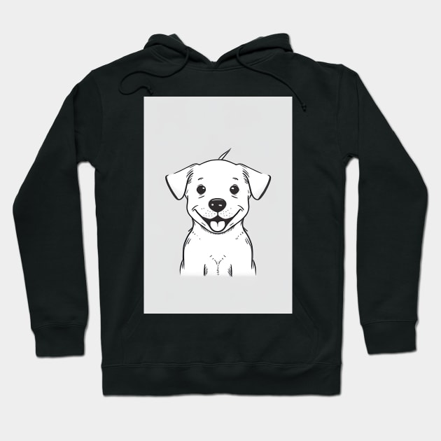 Cute Dog Black and White Drawing Illustration Hoodie by unrealartwork